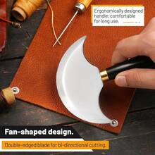 [Free Shipping]With Ebony Wooden Handle, Round Leather , Craft Trimming Tool, WorFKing Tool For Cutting, Skiving, Crafting & Artistic Project (L) - Large - 查看 8