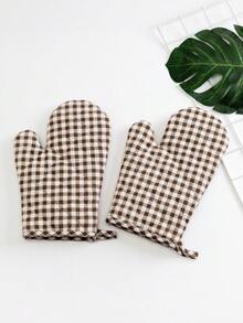 Một đôi găng tay nhà bếp kẻ sọc, hai mặt chần bông, họa tiết hình thoi, dày dặn, chịu nhiệt dùng để nấu nướng và làm bánh, dụng cụ nhà bếp, găng tay chịu nhiệt gia dụng, 2 chiếc. - Xem 3