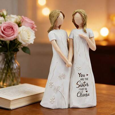 A Statue Of Two With A Shared Of Affection: You Are Sister I Can Choose. |   Unique Resin Ornaments, An Best Friends And Soulmates On Birthdays And Friendship Anniversaries, Charming Home Decorations HPIE