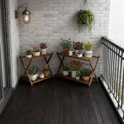 Multi-Tier Succulent Plant Stand, Multi-Functional Storage Rack For Greenery - Suitable For Balcony And Room Decor, Classic Indoor And Outdoor Design
