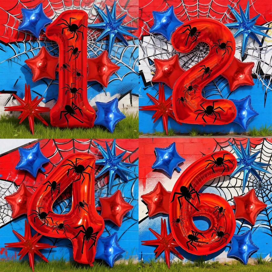 8pcs 32-Inch Red Spider Theme Party Decorations Spider Web Theme ...