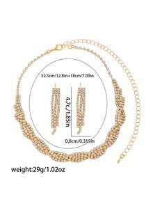 奢华波浪项链及长流苏耳环两件套，精致小众派对礼服配饰 - 波浪套裝 - 查看 2