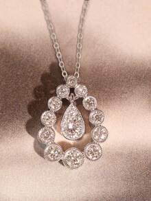 1件浪漫立方氧化锆项链吊坠，女士情人节礼物，结婚首饰 - 1# - 查看 4