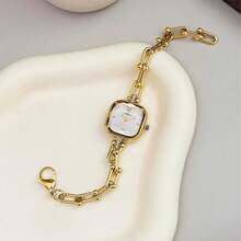 Women's Luxury Retro Quartz Waterproof Watch, Unique Square Dial, Butterfly Buckle, Medium Size - Gold - View 5