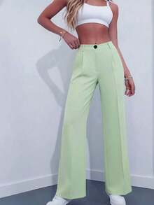 Women's High Waist Pleated Loose Fit Trousers, Suitable For Work And Casual Wear, Spring/Summer - Light Purple - 查看 11