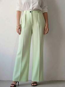Women's High Waist Pleated Loose Fit Trousers, Suitable For Work And Casual Wear, Spring/Summer - Light Purple - 查看 12
