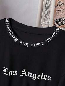 Boys' Fashionable Streetwear Letter Print T-Shirt And Shorts Set, Unique Design, Comfortable Fabric, Ideal For Summer Outdoor, Vacation And Casual Wear - Black - View 5