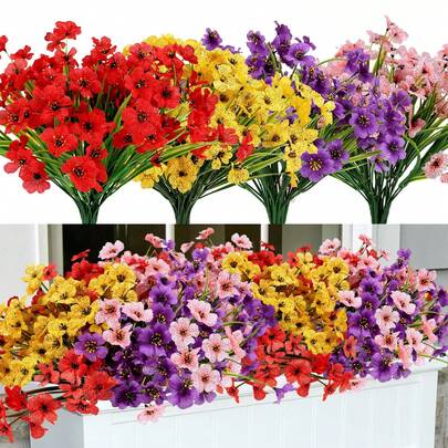4/8/16pcs Artificial Daisy Flowers, Outdoor Decor, Fake Plastic Multi-Color Mixed Daisies For Garden, Balcony Decoration In Spring & Summer
