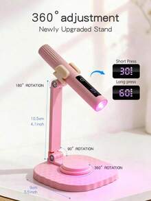 Rechargeable Handheld UV Light Therapy Device, Mini Portable Wireless Nail Lamp With LCD Display, 200mAh Battery, 2 Timer Settings, Fast Curing Gel, Single-Line Lamp Holder Combo Set 200mAh - Multicolor - View 8