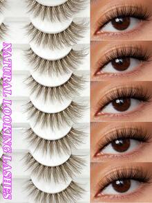 10 Cặp Mi Giả ENCHUW Kiểu Dáng Tự Nhiên Với Dải Trong Suốt, Mi Giả Lông Chồn Mềm Mịn, Giúp Dài Mi, Dùng Để Trang Điểm Nối Mi - màu nâu - Xem 1