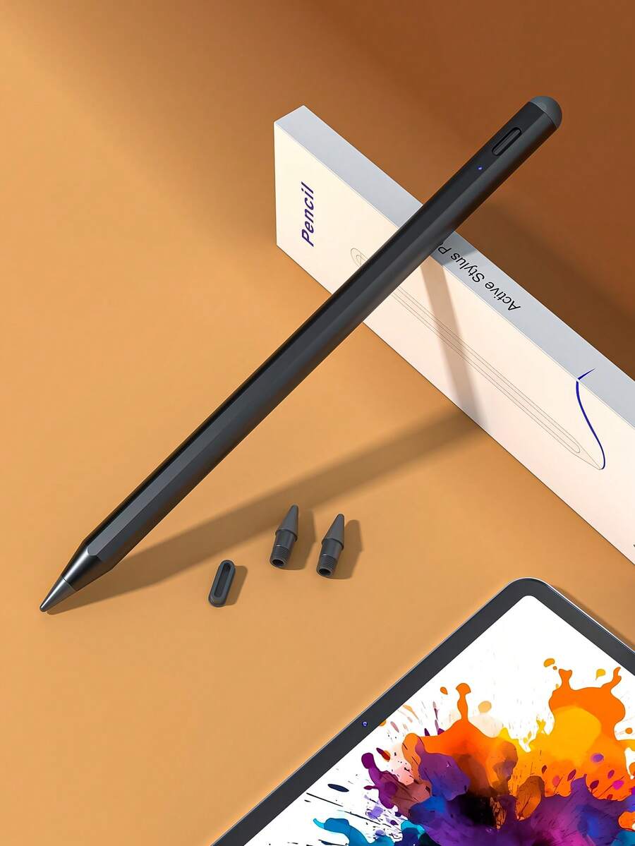 90mAh 可充电数字触控笔，带磁吸功能、倾斜感应和防误触功能，兼容 iPad (A16) 第 11/10 代、第 7/8/9 代、iPad Air 7/6/5/4/3、iPad Pro 13 英寸/12.9 英寸/11 英寸（2018-2025 年款）、iPad mini 7/6/5，黑色 - 黑色 - 查看 1