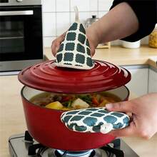 1pc Pot Cover, Kitchen Pot Handle Cover, Japanese Style Triangular Pot Ear Cover, Heat Resistant Pot Handle Glove, Printed Triangular Heat Insulation Pot Cover, Pot Cover, Enamel Pot Heat Resistant Pot Handle Glove - Multicolor - View 3