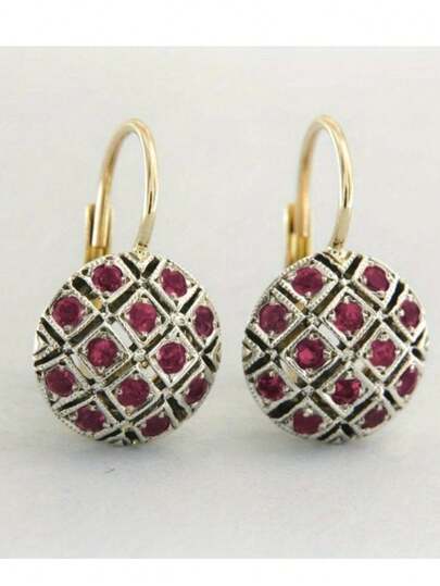 Luxury Retro Geometric Round Pendant Earrings, Inlaid With Synthetic Zirconia, Exquisite And Elegant Jewelry For Women, Suitable For Weddings, Banquets And Festivals, With Excellent Elegant