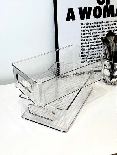 1 giỏ đựng đồ để bàn bằng acrylic trong suốt, di động, thích hợp đựng mỹ phẩm, văn phòng phẩm, đồ dùng vệ sinh cá nhân, thuốc men và các vật dụng linh tinh, hộp đựng đồ gia dụng đa chức năng, hộp đựng mỹ phẩm.