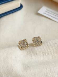 1 par de pendientes cuadrados de diseño geométrico con cristales, de alta gama y versátiles, adecuados para el uso diario y vacacional de las mujeres - geometría - Ver 5