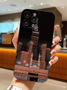 中东2D打印伊斯兰风格夜景手机壳，采用宣礼塔建筑设计，时尚个性，全包式设计，兼容 17/13/16/15/14/13/12/11/Pro/Pro Max/X/XR/XS/XS Max/7/8/Plus以及S26/S26 Plus/S26 Ultra/S25（国际版，非国内版），适合作为生日或节日礼物。 - 黑色 - 查看 5