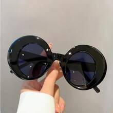 Unisex Oversized Round Fashion Glasses - Protective Style, Retro Oversized Round Frame Glasses, Suitable For Wide Face Shapes With Oversized Round Lenses, Unisex Non-Fashion Glasses, Suitable For Driving, Outdoor Activities, And Daily Use - Available In Red, Brown, Pink, Green, Orange, And Purple. - 藍色的 - 查看 6
