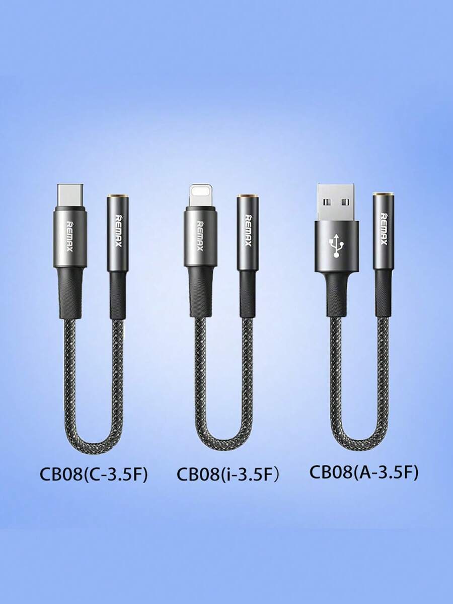 REMAX CB08(i-3.5F） 風速 iPh TO 3.5母座音頻轉接線)0.12M 黑色,高清好音質，播放無延遲，結實耐用，廣泛兼容，鋁合金頭，防刮耐磨 - 查看 1