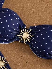 3-Piece Solid Color Tankini Swimwear Set, Wide Strap Design With Underwire For Comfortable Support, Fashionable Beach Style, Perfect For Summer Beach & Pool Parties Vacation White - 藍白色 - 查看 6