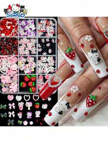 SANRIO Bộ dụng cụ làm trang sức trang trí 3D dễ thương 12 ngăn/hộp, phụ kiện trang sức tự làm cho bé gái, đồ dùng thủ công sáng tạo. - Nghệ thuật vẽ móng - Xem 14