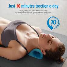 Neck Stretcher For Pain Relief, Neck And Shoulder Relaxer Cervical Traction Device Pillow For Muscle Relax And TMJ Pain Relief - Blue - View 2