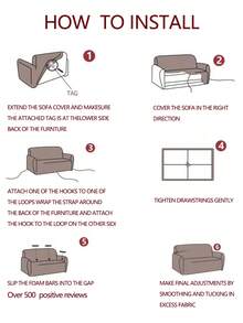 1pc All-Season Stretch One-Piece Sofa Cover, Fabric Anti-Slip Full Wrap Sofa Seat Cushion Cover With Anti-Slip Foam Bars, Washable, Dust-Proof, Fade-Resistant, Pet-Friendly Protective Cover For Bedroom, Office, Living Room - Khaki - View 3