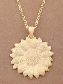 1件哑光金/银色极简向日葵合金吊坠项链，适合女士日常佩戴，链长24英寸+2英寸延长链 - 彩色 - 查看 9