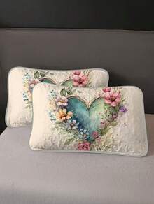 KTAbedding 2D Flat 2/3pcs Colorful Flowers And Plants Quilted Quilt, 1pc Quilted Quilt+ 1/2pcs Pillowcases, Soft Breathable Comfortable Portability Hypoallergenic Machine Washable Bed Cover Bedding Room Decor, Twin/ Queen/ King Size Christmas Decorations - Màu trắng kem - Xem 4