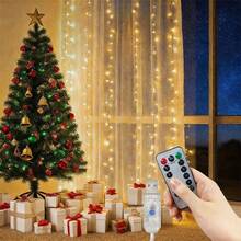 600/300/200/100 LED Window Curtain Fairy Lights, 8 Modes Remote Control, USB Hanging Bedroom Wall Christmas Decor - USB Curtain Light String - View 3