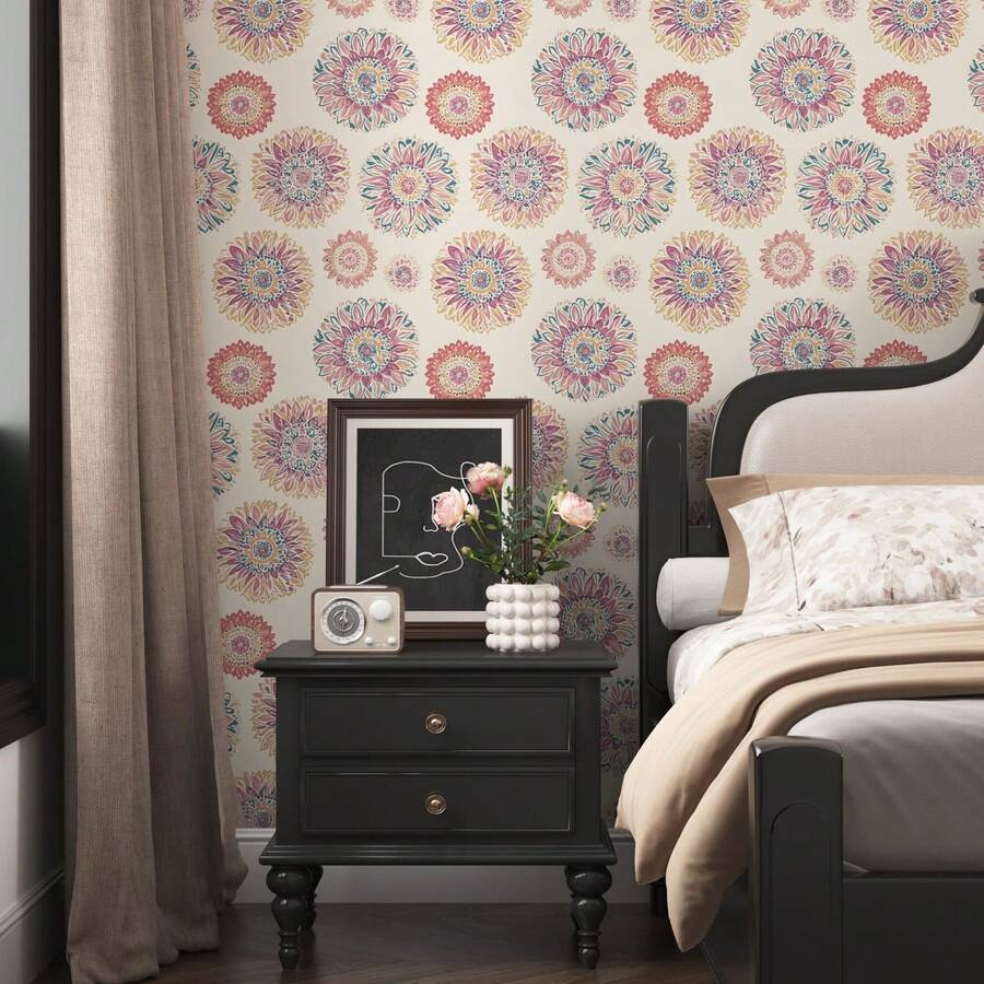 1 Roll Abstract Floral & Vintage Plant Pattern Wallpaper, Delicate Indoor Decor Sticker, Suitable For Room, Cabinet & Other Wall Decoration, Multi-Purpose Self-Adhesive Removable Wallpaper, Handmade Sticker - Abstract - View 1