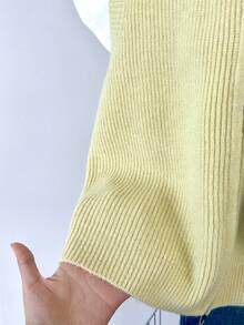 Autumn/Winter New Ribbed Knit Vest, Coffee Color, Sleeveless, Double Zipper, Casual Commute Layering Essential - Yellow - View 3
