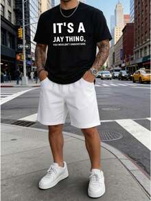 Men T-Shirt Co-Ords - Black 1 - View 3