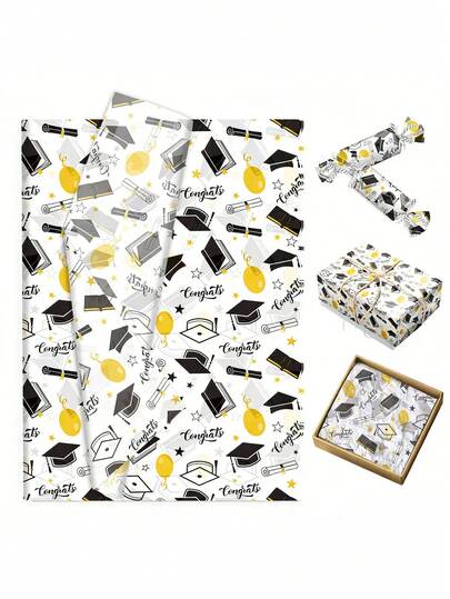 10/20pcs Graduation Themed Printed Paper Napkins, Moisture-Proof Packaging Paper, Lightweight Multi-Purpose, Suitable For Graduation Party Decor, Gift Wrapping, Bouquet Wrapping, Candy Wrapping And DIY Crafts