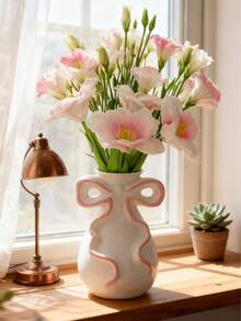 Pink Bow White Flower Vase, Cute Vase Suitable For Decorating College Dorms, Nurseries, And Apartment Bedrooms, Adding A Girly Vibe - Multiple Styles - View 5
