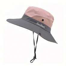 Women Foldable Wide Brim Outdoor Fishing Hat With Breathable Mesh Ponytail Hole Hand Washable- Mixed Colors - 粉色 - 查看 3
