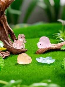 16pcs Luminous Mini Resin Cow Figurines, Glow-In-The-Dark Small Animal Decor For Fairy Garden, Micro Landscape, Aquarium, Potted Plants, Home & Outdoor Decoration, Perfect Party Favors And Birthday Gifts, Random Colors - A - View 5
