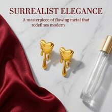 Melted Heart-Shaped Drop Earrings, With A Fashionable And Individualistic Punk Style. Perfect For Women's Parties And Daily Wear - Yellow Gold - View 6