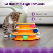 Tower Of Tracks Cat Toy 3-Level Track Tower With 6 Balls Interactive Cat Toy For Indoor Enrichment - 如圖所示 - 查看 4
