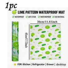 Lime Pattern EVA Shelf Liner, Waterproof Oil-Proof Drawer Liner, Non-Adhesive Fridge Mat For Kitchen Cabinet & Table - Multicolor - View 14
