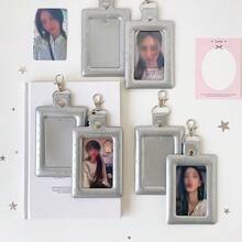 1pc Idol Fan Silver Hollow Star Lanyard ID Card Holder, Idol Mini Card Display Case - Card Sleeve - View 5