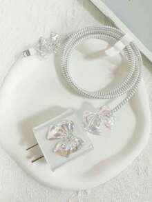 5个激光蝴蝶充电适配器保护套，兼容苹果20W/ 13/14，透明防摔设计 - 彩色 - 查看 1