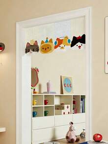 Cute Cat Flag Style Nursery Door Curtain - Comes With Telescopic Rod For Easy Installation - Suitable For Nursery Doors, Closets Or Windows - Adds Dreamy Charm While Providing Slight Shading And Privacy - Also Perfect For Children's Playrooms Or As A Baby Gift - Multicolor - View 1
