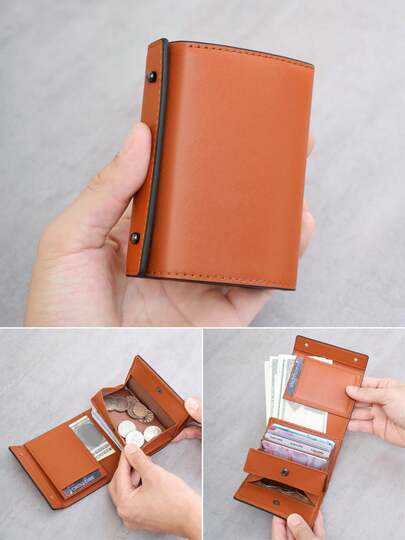 FOREVER MIYIN Fashionable Tri-Fold Large-Capacity Multifunctional Wallet With Snap Closure For Men And Women,Multifunctional Versatile Snap Button Change/Coin With Multi-Card Slots Clutch,Lightweight Portable For Daily,Commute Use,Gifts For Boyfriend/Father,Card Holder Wallet Business Casual Card Holder Credit Card Holder For Men Mini Wallet Card Wallet