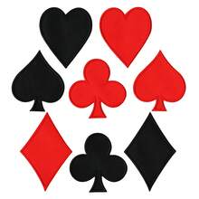 8 miếng vá hình quân bài, miếng vá ủi hình trái tim màu đỏ đen chủ đề Halloween, miếng vá hình rô và bích, miếng vá hình Las Vegas Poker Punk Rock hoạt hình anime thêu, huy hiệu may vá ủi lên quần áo, phụ kiện tự làm quần áo. - Nhiều màu - Xem 7