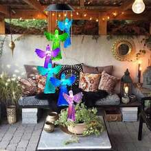 Solar Wind Chime Lamp  Angel Changing Garden Lawn Hanging Light Decoration - mặc định - Xem 6