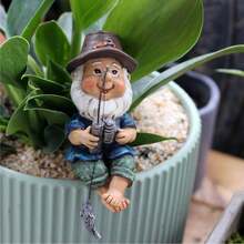 Hand-Painted Resin Dwarf Fisherman Decorative Figurine, Suitable For Outdoor Garden, Micro Landscape, Potted Plants, Aquarium, Desktop, Indoor And Outdoor Decor - A - View 10