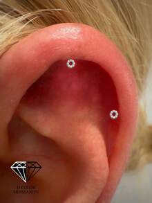 EleRunis 1PC 0.1ct Moissanite Diamond 925 Sterling Silver Hollow Circle 18K Gold Plated Flat Back Cartilage Helix Threaded Piercing Fine Jewelry For Daily Wear Wedding Party Engagement Anniversary Valentine's Day - Silver - View 1