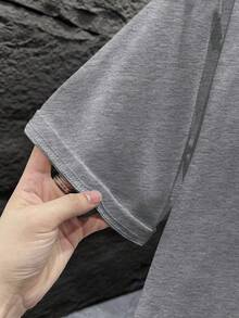 GRDR Men's Summer Letter Slogan Graphic Print Round Neck Short Sleeve T-Shirt, Comfortable & Fashionable - Light Grey - View 5