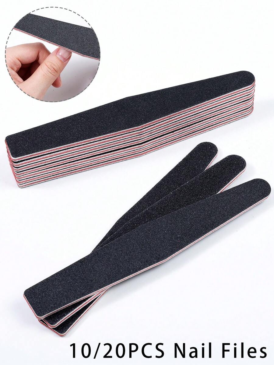 10/20支可重复使用指甲锉，100/180支磨砂指甲锉/抛光器，可水洗，耐用，打磨指甲工具 - 彩色 - 查看 1