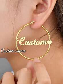 Khuyên tai tròn 70mm khắc tên theo yêu cầu, kiểu dáng bohemian thời trang, chất liệu thép không gỉ mạ vàng, chữ viết tay kiểu dáng lớn, quà tặng dự tiệc, sinh nhật, ngày lễ cho phái nữ, quà Giáng sinh. - Bông tai vàng - Xem 5